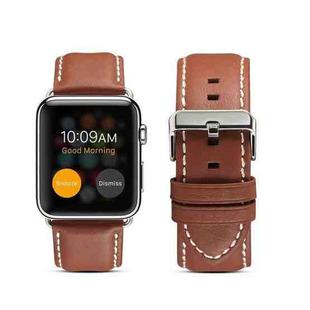 For Apple Watch Series 7 45mm / 6 & SE & 5 & 4 44mm / 3 & 2 & 1 42mm Environmental Protection Genuine Leather Watch Band Watch Band(Light Brown)