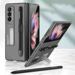For Samsung Galaxy Z Fold3 5G GKK Ultra-thin PC Phone Flip Case with Holder & Pen Slot(Grey)
