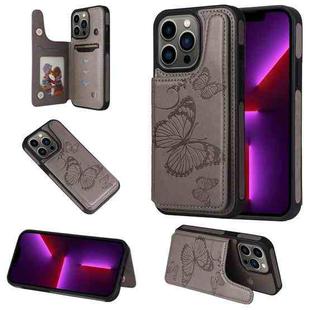 For iPhone 13 Pro Butterfly Embossing Pattern Shockproof Phone Case (Gray)
