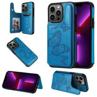 For iPhone 13 Pro Butterfly Embossing Pattern Shockproof Phone Case (Blue)