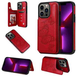 For iPhone 13 Pro Butterfly Embossing Pattern Shockproof Phone Case (Red)