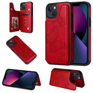 For iPhone 13 mini Butterfly Embossing Pattern Shockproof Phone Case (Red)