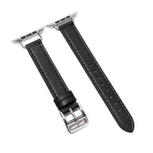 14mm Cowhide Leather Watch Band For Apple Watch Series 7 41mm/6&SE&5&4 40mm/3&2&1 38mm(Black)