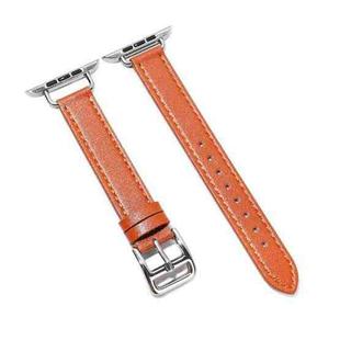 14mm Cowhide Leather Watch Band For Apple Watch Series 7 41mm/6&SE&5&4 40mm/3&2&1 38mm(Orange)