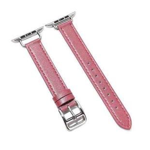 14mm Cowhide Leather Watch Band For Apple Watch Series 7 41mm/6&SE&5&4 40mm/3&2&1 38mm(Rose Red)