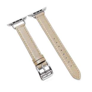 14mm Cowhide Leather Watch Band For Apple Watch Series 7 45mm/6&SE&5&4 44mm/3&2&1 42mm(Apricot)