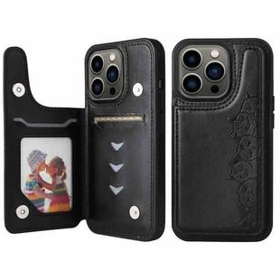 For iPhone 13 Pro Six Cats Embossing Pattern Shockproof Phone Case (Black)