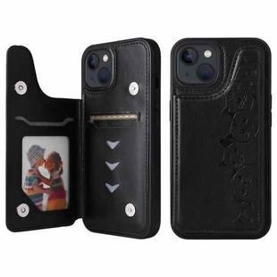 For iPhone 13 Six Cats Embossing Pattern Shockproof Phone Case(Black)