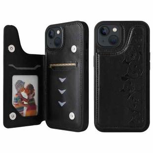 For iPhone 13 mini Six Cats Embossing Pattern Shockproof Phone Case (Black)