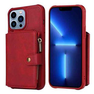 For iPhone 13 Pro Max Zipper Shockproof Protective Phone Case (Red)