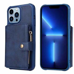 For iPhone 13 Pro Max Zipper Shockproof Protective Phone Case (Blue)