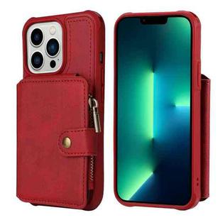 For iPhone 13 Pro Zipper Shockproof Protective Phone Case (Red)