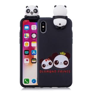 For iPhone X / XS Shockproof Cartoon TPU Protective Case(Two Pandas)