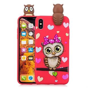 For iPhone XR Shockproof Cartoon TPU Protective Case(Red Owl)