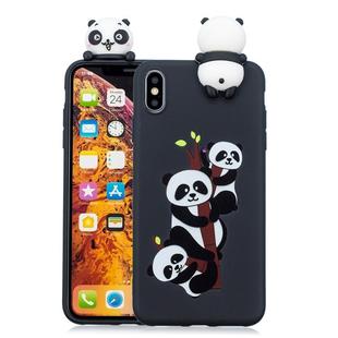 For iPhone XS Max Shockproof Cartoon TPU Protective Case(Three Pandas)