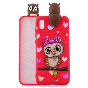 For Huawei Enjoy 8s Shockproof Cartoon TPU Protective Case(Red Owl)