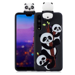 For Huawei P20 Pro Shockproof Cartoon TPU Protective Case(Three Pandas)