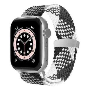 Nylon Braid Watch Band For Apple Watch Series 9&8&7 41mm / SE 3&SE 2&6&SE&5&4 40mm / 3&2&1 38mm(Black + White)