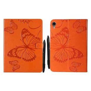Pressed Printing Butterfly Pattern Horizontal Flip Leather Tablet Case For iPad mini 6(Orange)