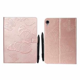 Pressed Printing Butterfly Pattern Horizontal Flip Leather Tablet Case For iPad mini 6(Rose Gold)
