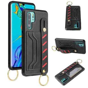 For Huawei P30 Pro Wristband Wallet Leather Phone Case(Black)