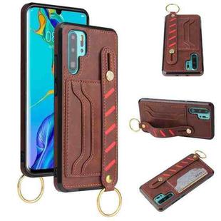For Huawei P30 Pro Wristband Wallet Leather Phone Case(Brown)