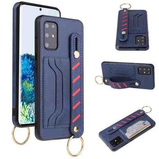 For Samsung Galaxy Note20 Wristband Wallet Leather Phone Case(Blue)