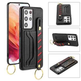 For Samsung Galaxy S21 5G Wristband Wallet Leather Phone Case(Black)
