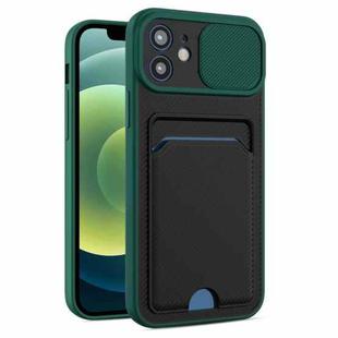Sliding Camshield Card TPU+PC Case For iPhone 13(Dark Green)