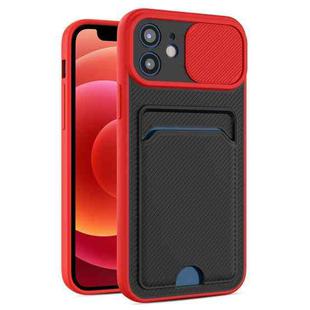 Sliding Camshield Card TPU+PC Case For iPhone 12 Pro(Red)
