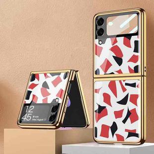 For Samsung Galaxy Z Flip3 5G GKK Floral Pattern Electroplating Tempered Glass Phone Case(Flower 11)