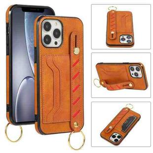 For iPhone 13 Pro Wristband Wallet Leather Phone Case (Yellow)