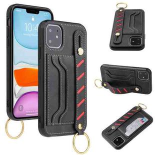 For iPhone 12 / 12 Pro Wristband Wallet Leather Phone Case(Black)