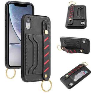 For iPhone X / XS Wristband Wallet Leather Phone Case(Black)