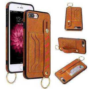 Wristband Wallet Leather Phone Case For iPhone 8 Plus / 7 Plus(Yellow)