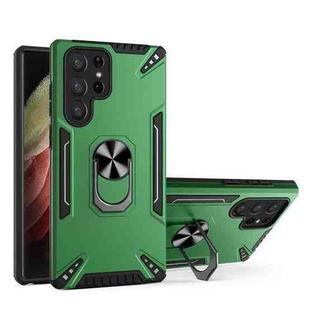 For Samsung Galaxy S22 Ultra 5G PC + TPU Phone Case with Rotatable Ring Holder(Green)