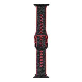 Litchi TPU Watch Band For Apple Watch Series 8&7 41mm / SE 2&6&SE&5&4 40mm / 3&2&1 38mm(Black Red)