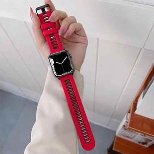 Silicone Watch Band For Apple Watch Series 8&7 41mm / SE 2&6&SE&5&4 40mm / 3&2&1 38mm(Red + Black)