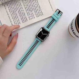 Silicone Watch Band For Apple Watch Ultra 49mm / Series 8&7 45mm / SE 2&6&SE&5&4 44mm / 3&2&1 42mm(Mint Green + Black)
