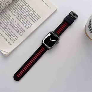 Silicone Watch Band For Apple Watch Ultra 49mm / Series 8&7 45mm / SE 2&6&SE&5&4 44mm / 3&2&1 42mm(Black + Red)