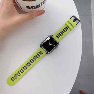 Silicone Watch Band For Apple Watch Ultra 49mm / Series 8&7 45mm / SE 2&6&SE&5&4 44mm / 3&2&1 42mm(Yellow + Black)