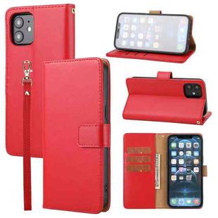 For iPhone 12 / 12 Pro Plain Weave Cowhide Genuine Leather Phone Case(Red)