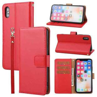 For iPhone X / XS Plain Weave Cowhide Leather Phone Case(Red)