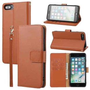 Plain Weave Cowhide Leather Phone Case For iPhone 8 Plus / 7 Plus / 6 Plus / 6s Plus(Brown)