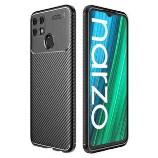 For OPPO Realme Narzo 50A Carbon Fiber Texture Shockproof TPU Phone Case(Black)