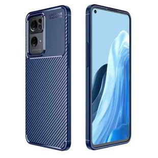 For OPPO Reno7 Pro 5G Carbon Fiber Texture Shockproof TPU Phone Case(Blue)