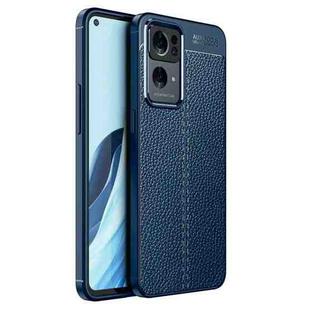 For OPPO Reno7 Pro 5G Litchi Texture Shockproof Phone TPU Case(Blue)