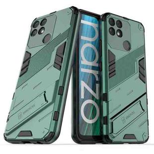 For OPPO Realme Narzo 50A Punk Armor 2 in 1 PC + TPU Shockproof Phone Case with Invisible Holder(Green)