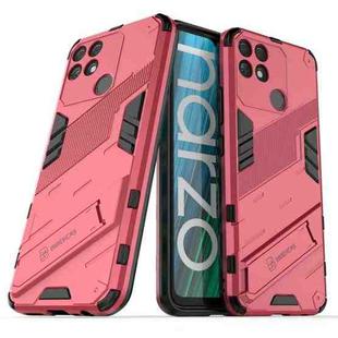 For OPPO Realme Narzo 50A Punk Armor 2 in 1 PC + TPU Shockproof Phone Case with Invisible Holder(Light Red)