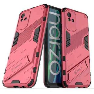 For OPPO Realme Narzo 50i Punk Armor 2 in 1 PC + TPU Shockproof Phone Case with Invisible Holder(Light Red)